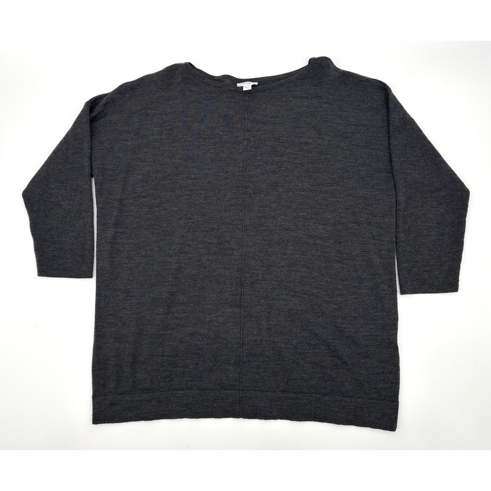 J Jill Merino Wool Knit Sweater Size Large‎ Charcoal Gray Lightweight Top